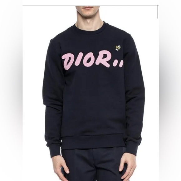 Dior x Kaws Men's Crewneck Sweatshirt Black Size L 2019 Released - Picture 1 of 10